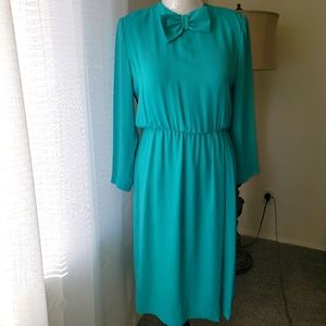 Teal Vintage Dress with Bow